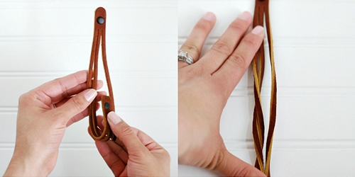 Aprendiendo a tejer brazalete de cuero