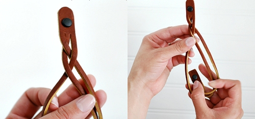 Aprendiendo a tejer brazalete de cuero