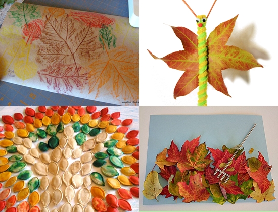 Artesanía infantil hecha de material natural sobre el tema del otoño