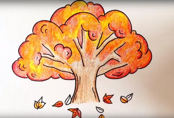 Dibujando el tema "Otoño": clases magistrales con lápices y pinturas para el jardín de infantes y la escuela 1-5 clases