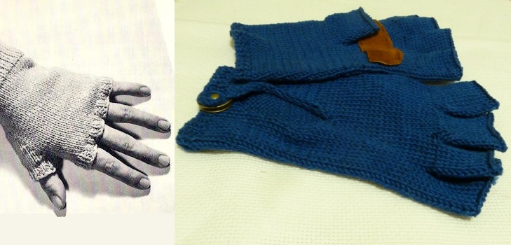 Guantes de verano para hombres sin dedos con agujas de tejer