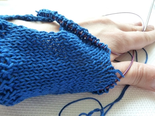 Guantes de verano para hombres sin dedos con agujas de tejer