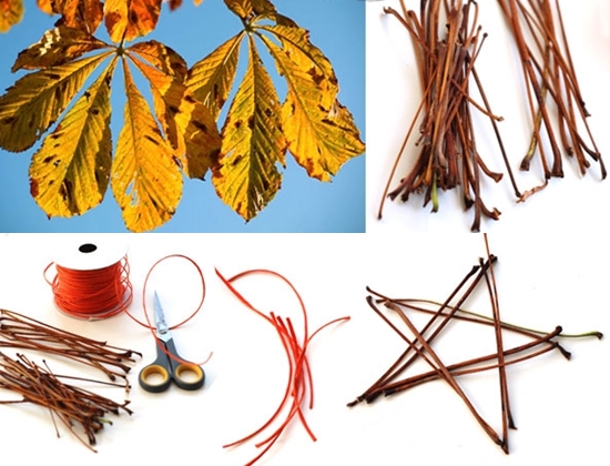 Artesanías de otoño hechas de ramitas con sus propias manos