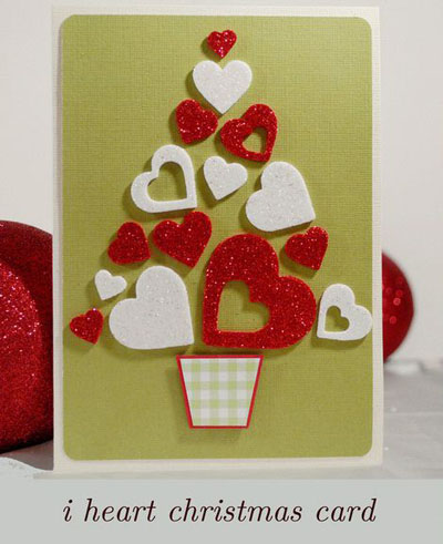 Tarjeta de Navidad con estilo de scrapbooking para el año nuevo 2015 con propias manos