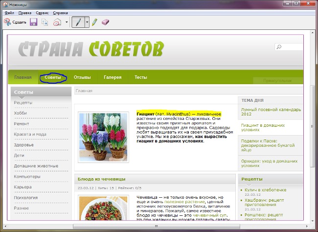 Tijeras: tome una captura de pantalla en Windows 7