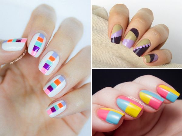 Bloque de color de manicura - tendencia de septiembre-2016