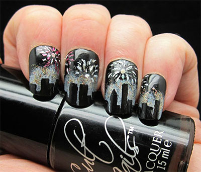 Ideas de manicura inusual para las vacaciones de Año Nuevo