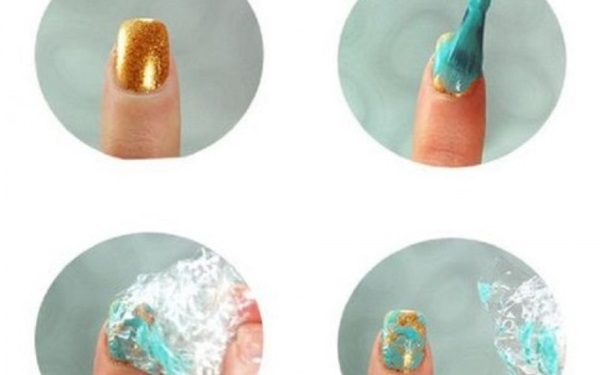Manicura de mármol con barniz de gel