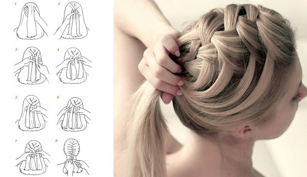 Trenza trenzada en pelo medio con una foto