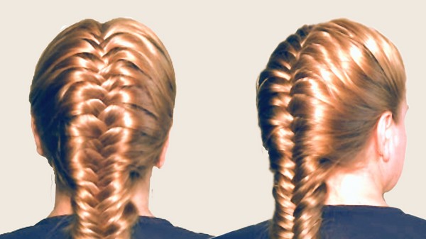 Trenza trenzada en pelo medio con una foto