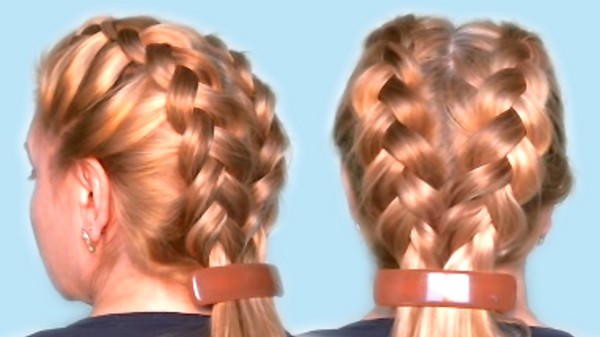 Trenza trenzada en pelo medio con una foto