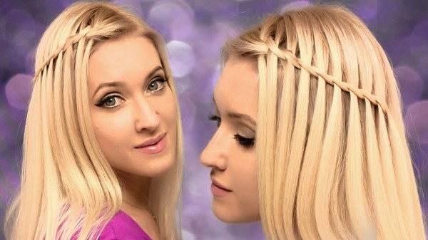 Trenza trenzada en pelo medio con una foto