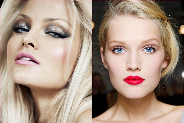 Maquillaje romántico en una fecha el 14 de febrero para ojos azules, verdes y marrones
