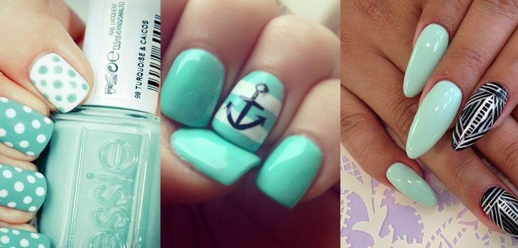 Manicura elegante y fresca 2015: uñas de color menta, foto