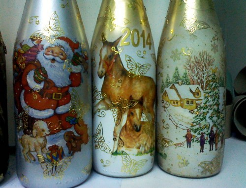 Decoupage de champagne para el Año Nuevo