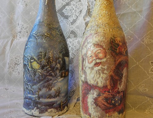 Decoupage de champagne para el Año Nuevo