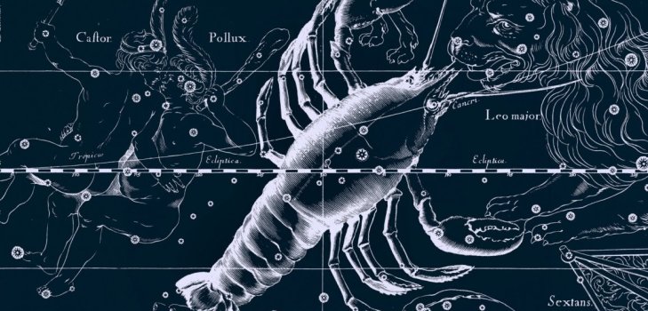 signo de cáncer en un mapa de estrellas