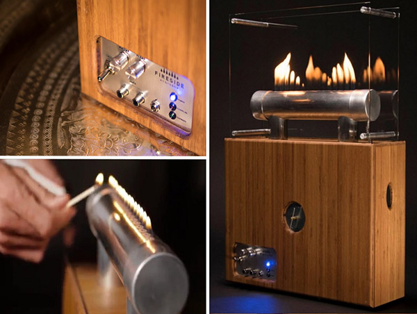 Magia de fuego: columna-chimenea Fireside Audiobox