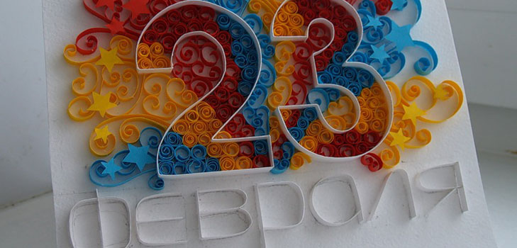 Decoración de la tarjeta para el 23 de febrero: fotovariantes