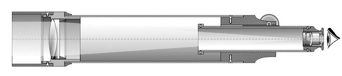 Esquema de un telescopio refractario hecho en fábrica