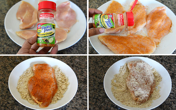 Receta rápida: filete de pollo en pan rallado de almendras con salsa de mostaza y miel
