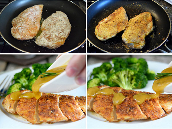 Receta rápida: filete de pollo en pan rallado de almendras con salsa de mostaza y miel
