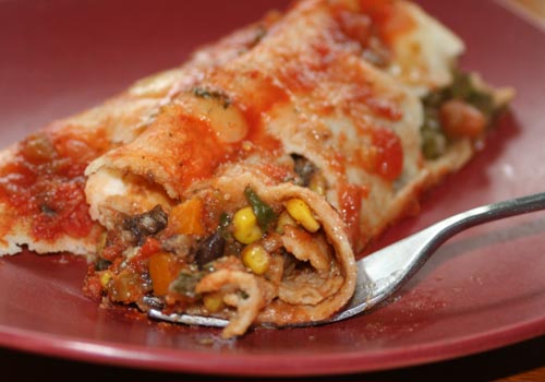 Enchiladas con frijoles y tubérculos