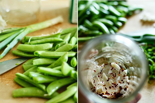Guisantes verdes, enlatados para el invierno en casa