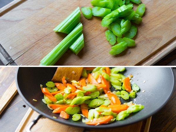 Una receta de pollo simple en un adobo con guarnición de verduras