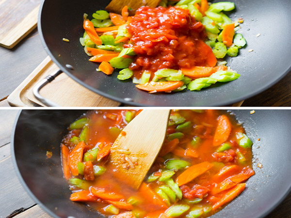 Una receta de pollo simple en un adobo con guarnición de verduras