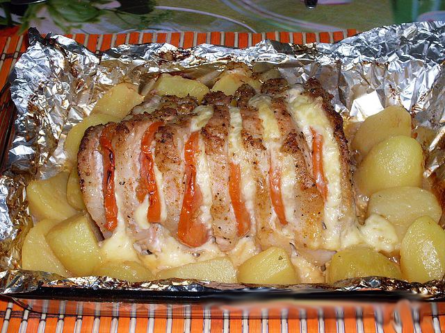 carne de cerdo con verduras