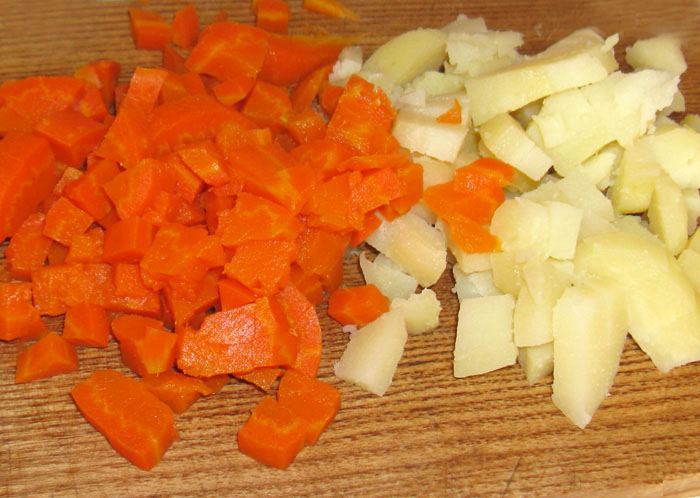 verduras en cubitos verduras en rodajas