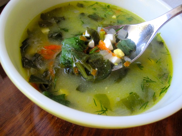 Sopa verde de acedera