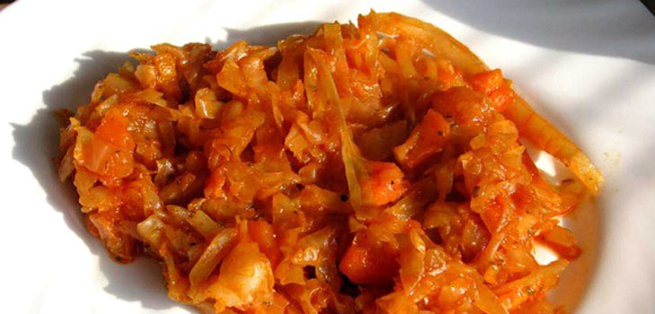 Repollo estofado con champiñones