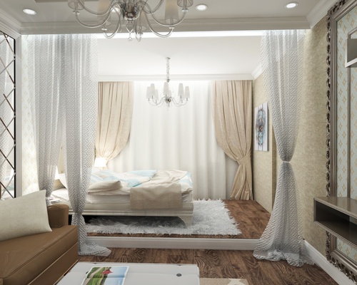 Sala de estar y dormitorio en una habitación (foto)