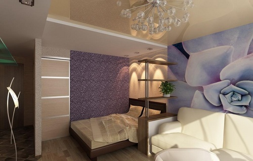 Sala de estar y dormitorio en una habitación (foto)