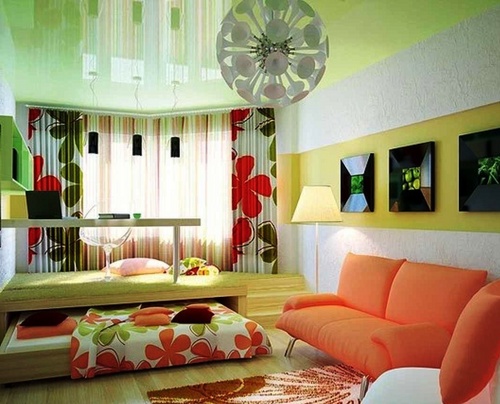 Sala de estar y dormitorio en una habitación (foto)