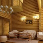 Interior en una casa de madera