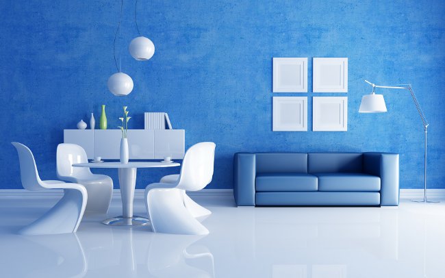 Interior en color azul